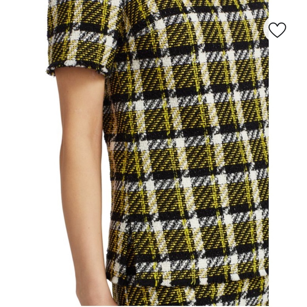 Akris Punto Tweed Knit Blouse and Skirt Set Yellow Black Plaid US 4 - Picture 5 of 15